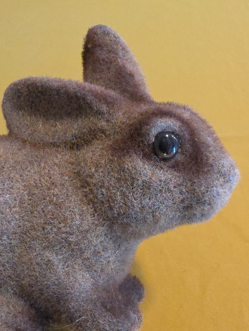 Vintage Fuzzy Flocked Bunny Rabbit Coin Bank- Good Condition - Made In Hong Kong